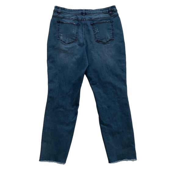 Tribal Jeans Distressed Stretch Raw Hem Side Red Stripe Ankle Jeans Size 12 - Picture 5 of 13